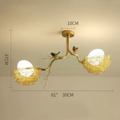 Modern golden nest glass led ceiling lamp for living room decor