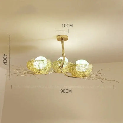 Modern golden nest glass led ceiling lamp for living room decor