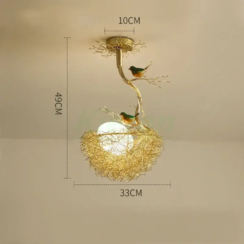 Modern golden nest glass led ceiling lamp for living room decor