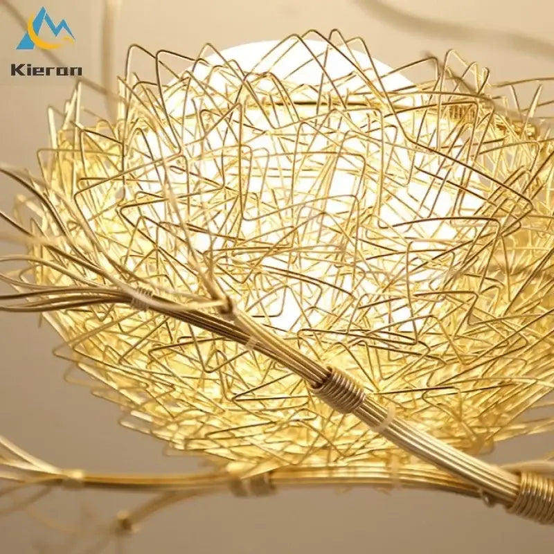 Modern golden nest glass led ceiling lamp for living room decor