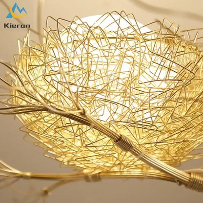Modern golden nest glass led ceiling lamp for living room decor