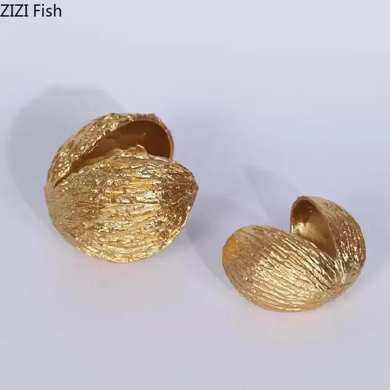 Modern golden nut shell ornaments desk decor for living room