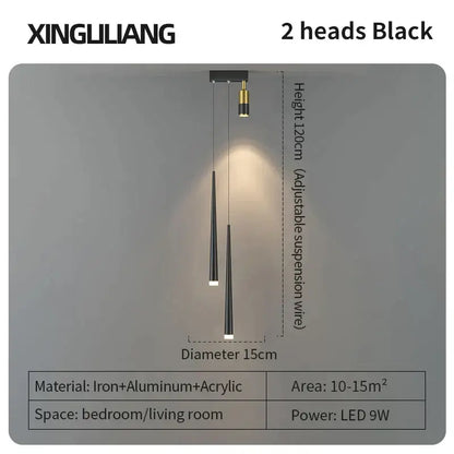 Modern golden pendant chandelier living room sleek cylindrical light