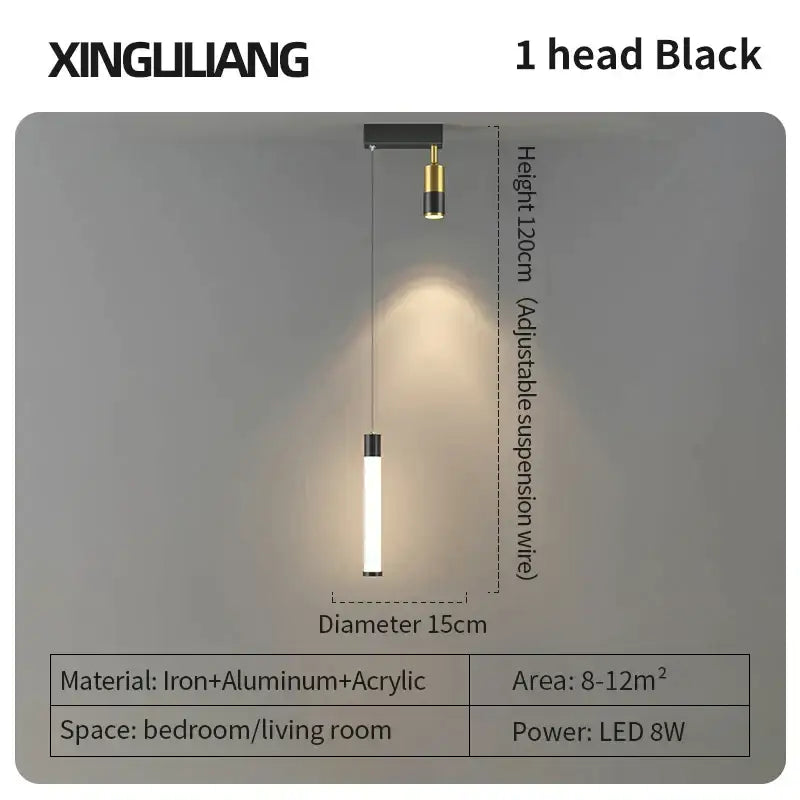 Modern golden pendant chandelier living room sleek cylindrical light