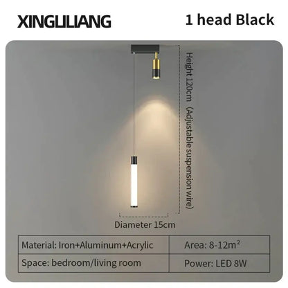 Modern golden pendant chandelier living room sleek cylindrical light