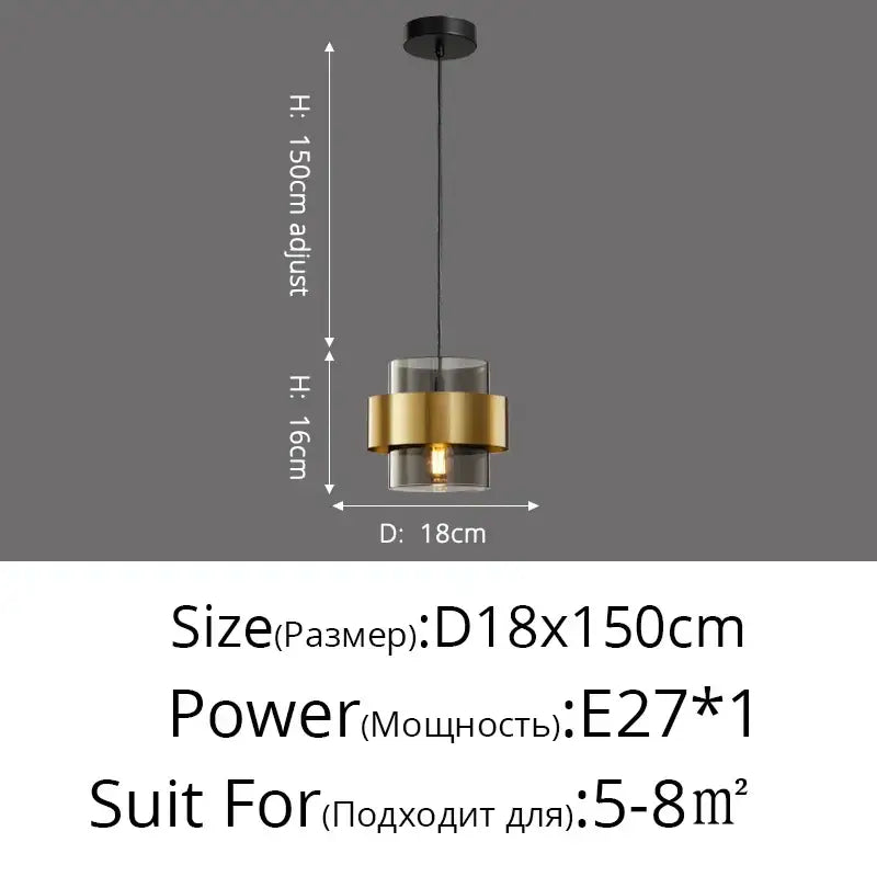 Modern golden pendant lights clear glass bedroom chandelier