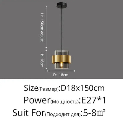Modern golden pendant lights clear glass bedroom chandelier