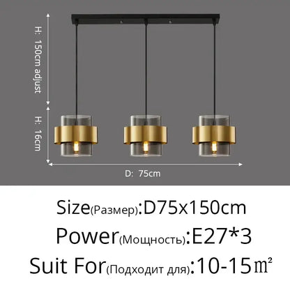 Modern golden pendant lights clear glass bedroom chandelier