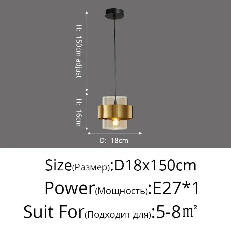 Modern golden pendant lights clear glass bedroom chandelier