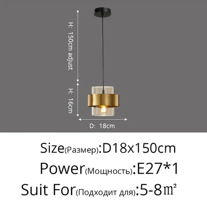 Modern golden pendant lights clear glass bedroom chandelier