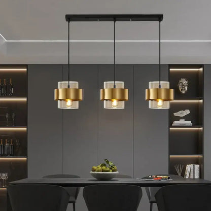 Modern golden pendant lights clear glass bedroom chandelier
