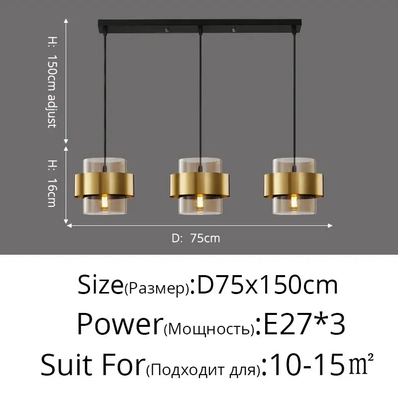 Modern golden pendant lights clear glass bedroom chandelier