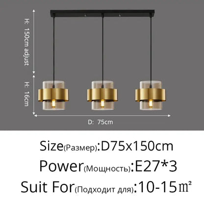 Modern golden pendant lights clear glass bedroom chandelier