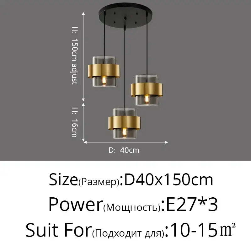 Modern golden pendant lights clear glass bedroom chandelier
