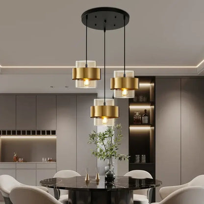 Modern golden pendant lights clear glass bedroom chandelier