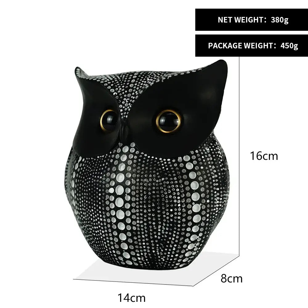 Modern golden perforated owl figurines living room animal statues
