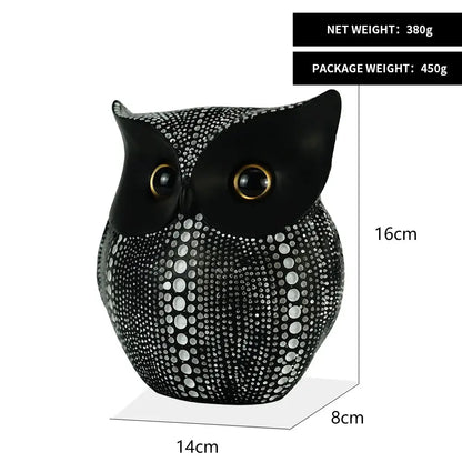 Modern golden perforated owl figurines living room animal statues