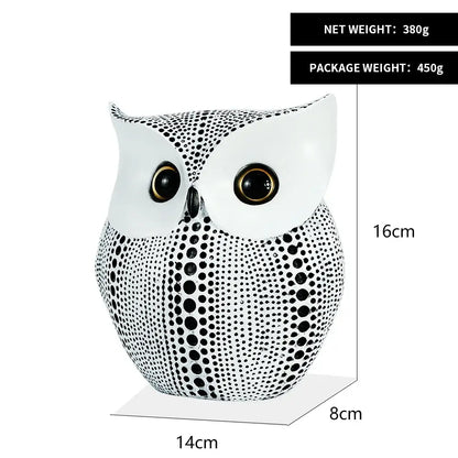 Modern golden perforated owl figurines living room animal statues