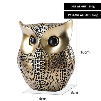 Modern golden perforated owl figurines living room animal statues