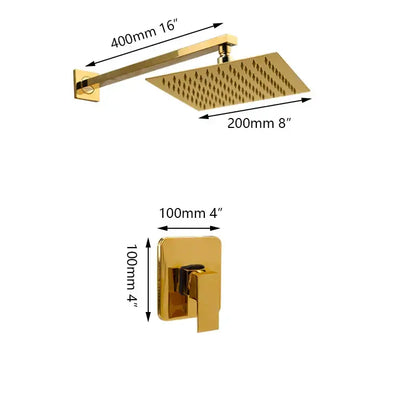 Modern golden plated rainfall shower system bathroom faucet combo