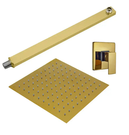 Modern golden plated rainfall shower system bathroom faucet combo