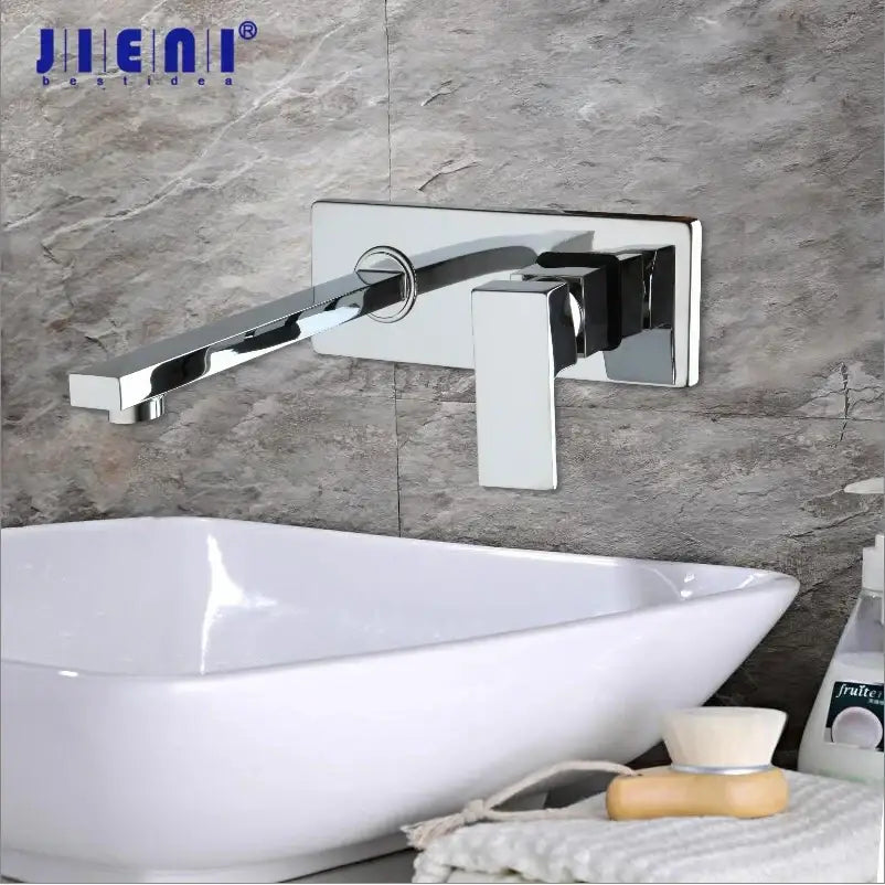 Modern golden polished wall mount faucet bathroom hot cold mixer
