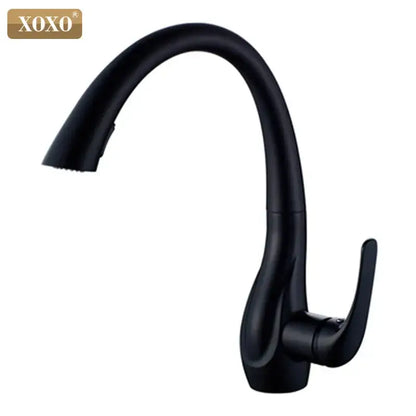 Modern golden pull out kitchen faucet chrome curved water mixer tap