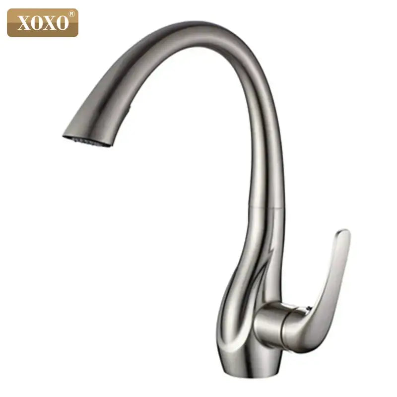 Modern golden pull out kitchen faucet chrome curved water mixer tap