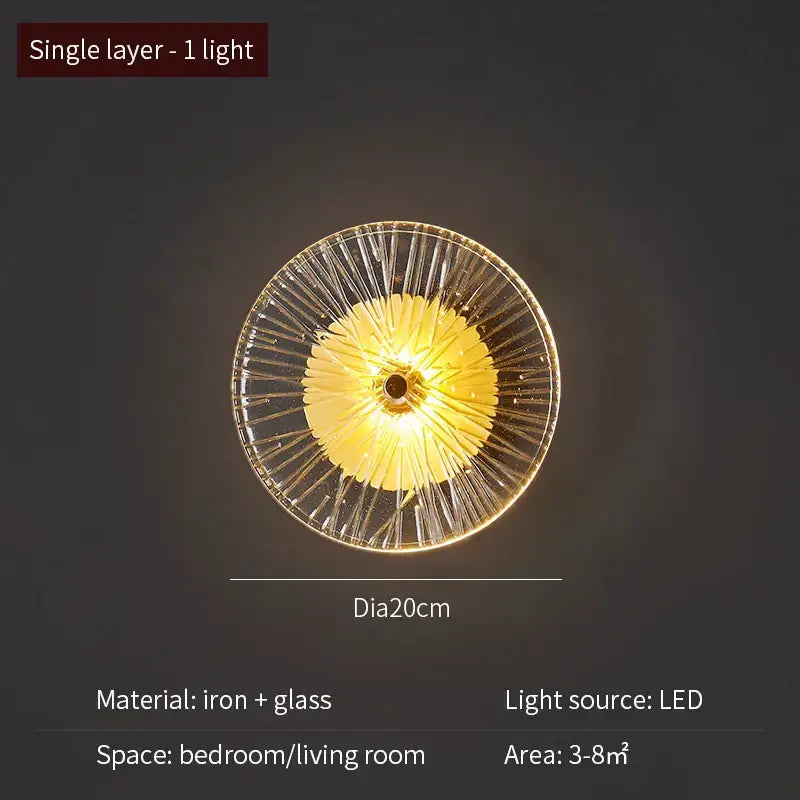 Modern golden radial crystal wall lamp for living room