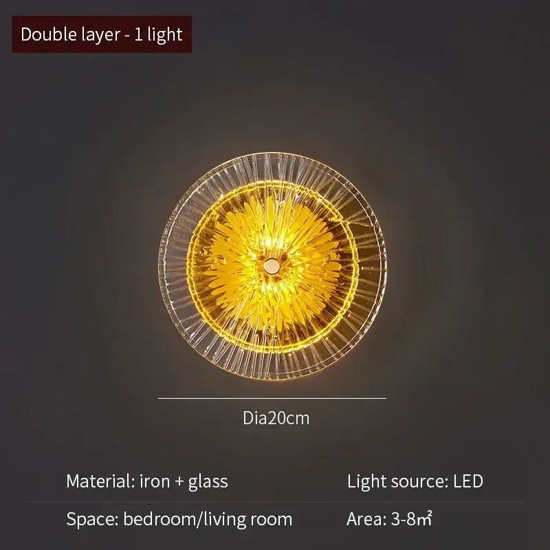 Modern golden radial crystal wall lamp for living room