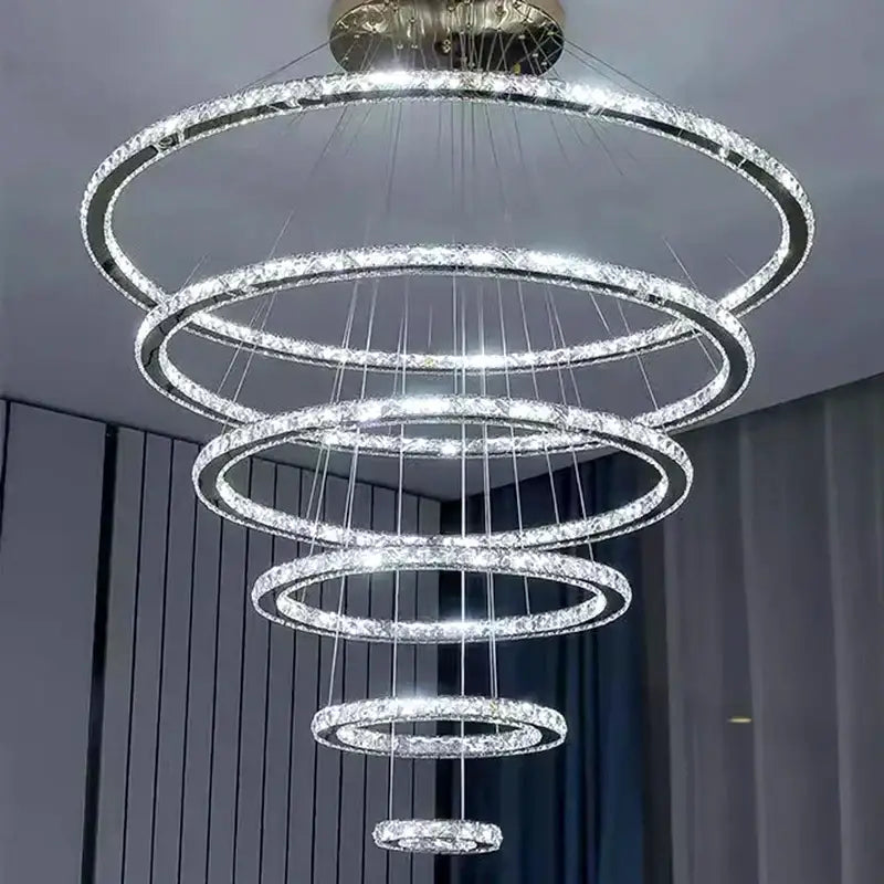 Modern golden spiral crystal stair chandelier living room led light
