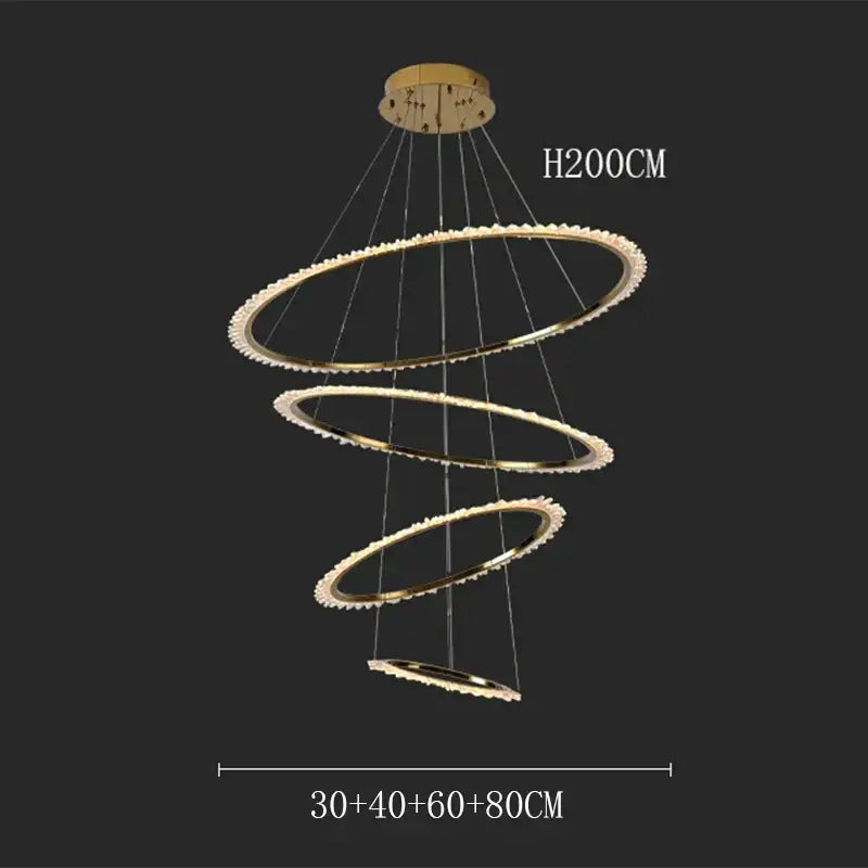 Modern golden spiral crystal chandelier living room light
