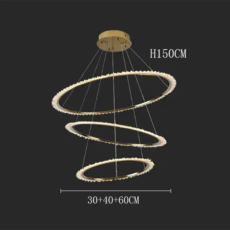Modern golden spiral crystal chandelier living room light