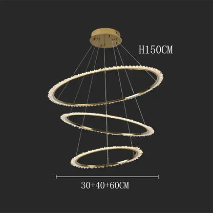 Modern golden spiral crystal chandelier living room light