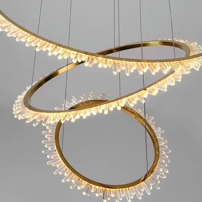 Modern golden spiral crystal chandelier living room light