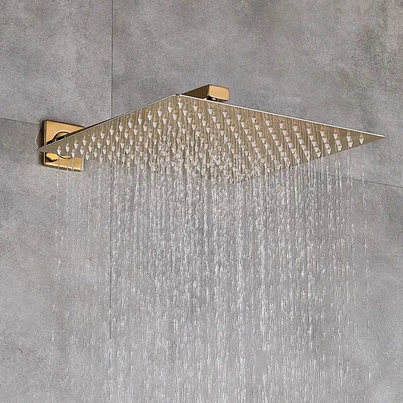 Modern golden square rain shower set bathroom concealed mixer taps
