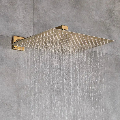 Modern golden square rain shower set bathroom concealed mixer taps