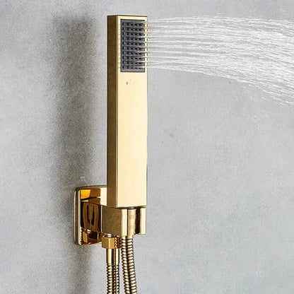 Modern golden square rain shower set bathroom concealed mixer taps