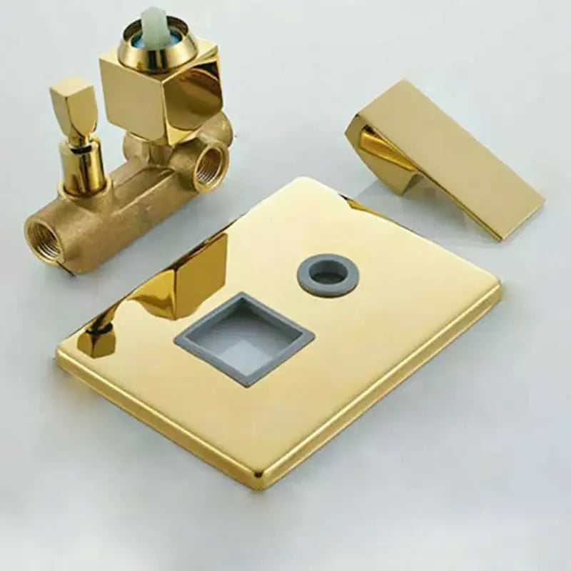 Modern golden square rain shower set bathroom concealed mixer taps
