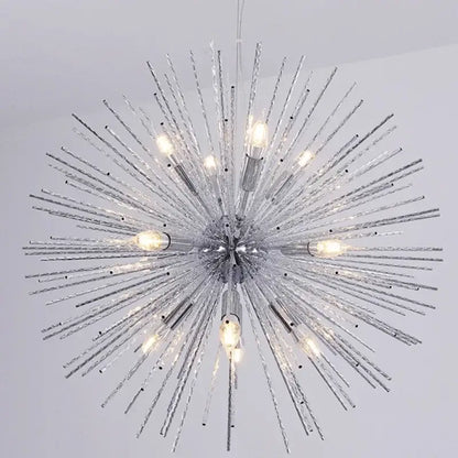 Modern golden starburst geometric ball chandelier for dining room