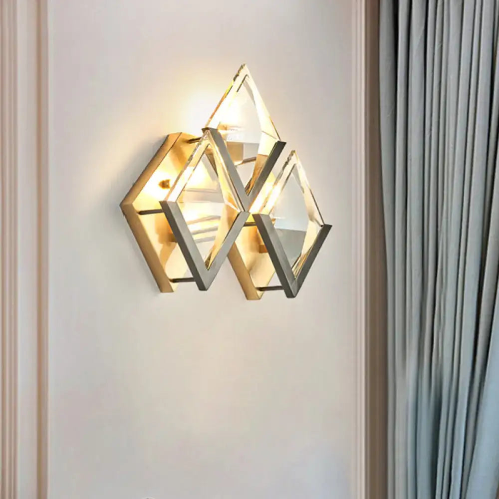 Modern golden modern style clear crystal wall sconce light bedroom