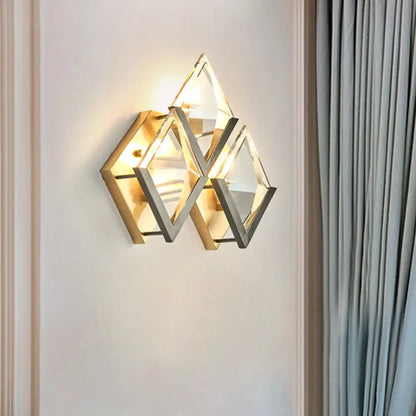 Modern golden modern style clear crystal wall sconce light bedroom