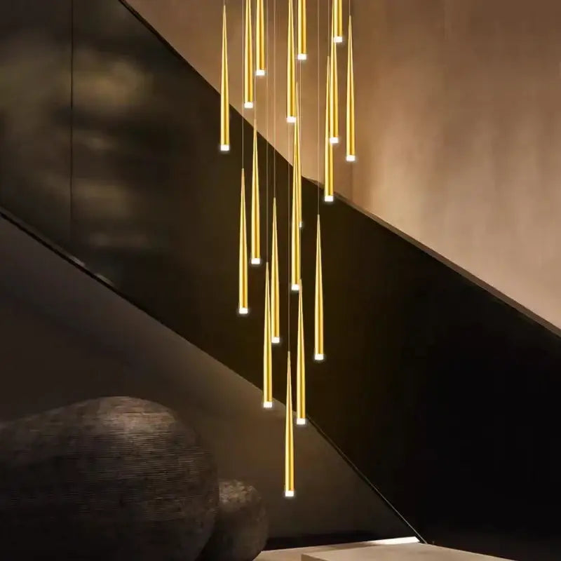 Modern golden tapered chandelier led living room pendant light
