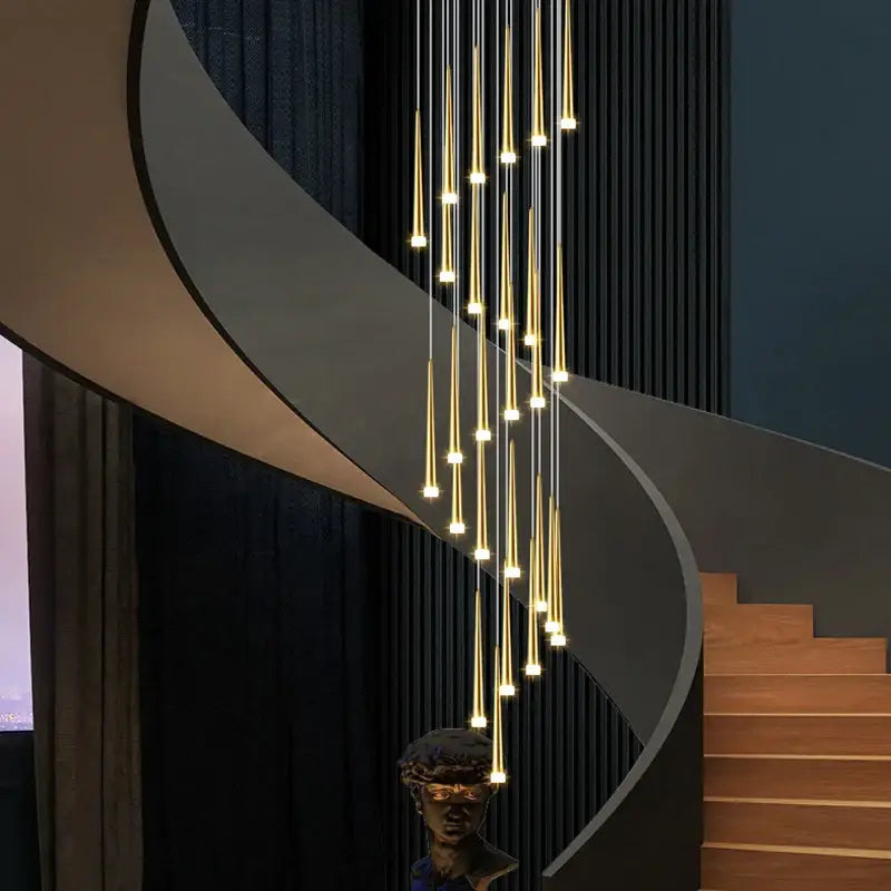 Modern golden tapered chandelier led living room pendant light