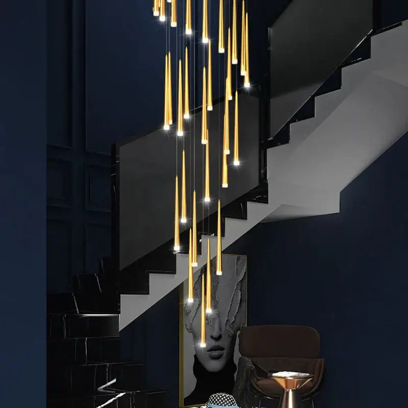 Modern golden tapered chandelier led living room pendant light
