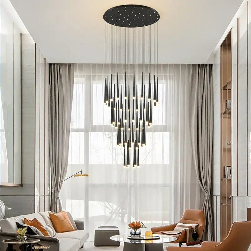 Modern golden tapered chandelier led living room pendant light
