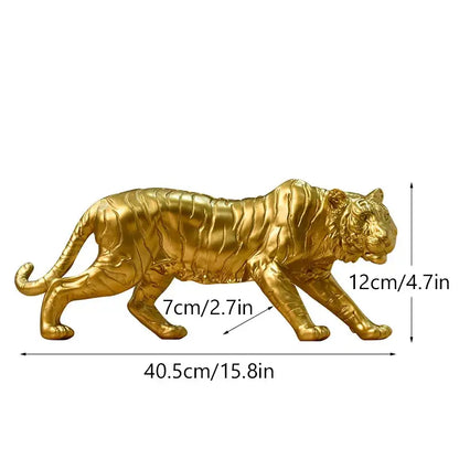 Modern golden tiger resin figurine living room decor ornament