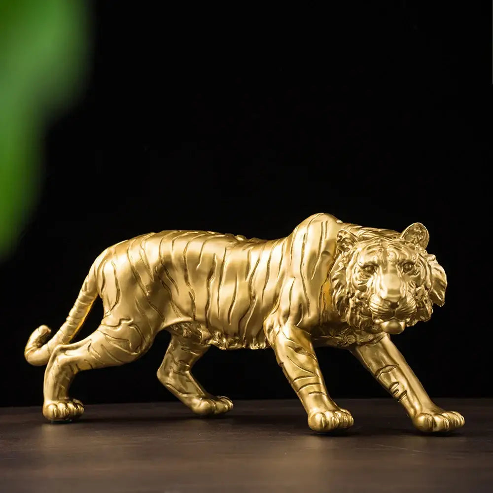 Modern golden tiger resin figurine living room decor ornament
