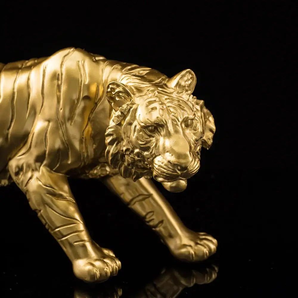 Modern golden tiger resin figurine living room decor ornament