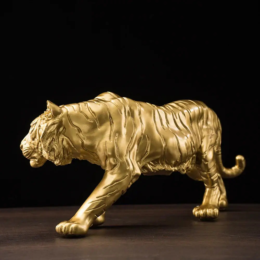 Modern golden tiger resin figurine living room decor ornament